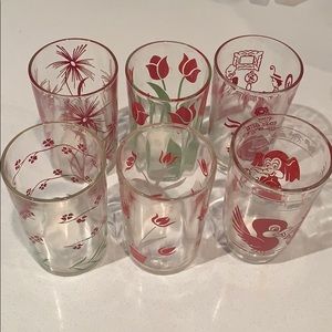 Red Swanky Swig juice cocktail glass set of 6